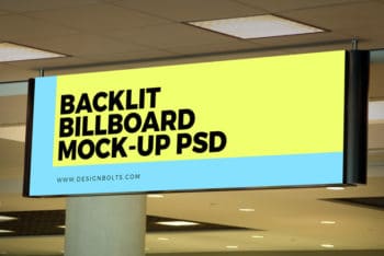 Awesome Backlit Basement Billboard PSD Mockup For Indoor Advertising