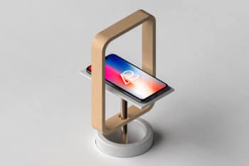 Free Modern iPhone X Plus Stand Mockup in PSD