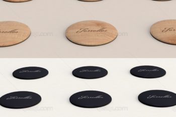 Free Wood Plus Plastic Button Pins Mockup in PSD