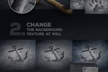 Free Engraved Concrete Logo Mockup in PSD