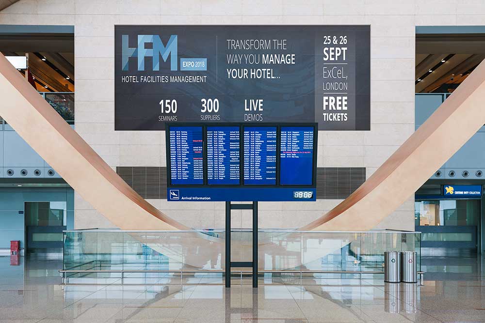 Free Download Airport Billboard PSD Mockup - Designhooks