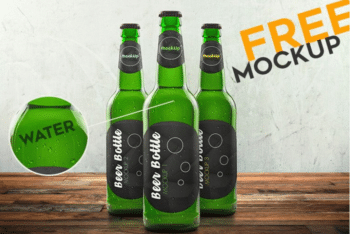 Print-ready Free Beer Bottle PSD Mockup