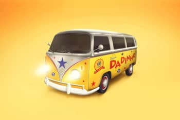 Free Volkswagen Kombi Microbus Mockup in PSD