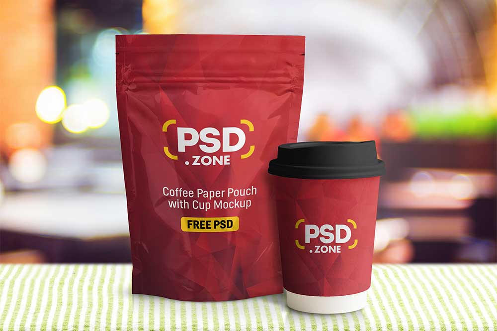free coffee pouch packaging mockup
