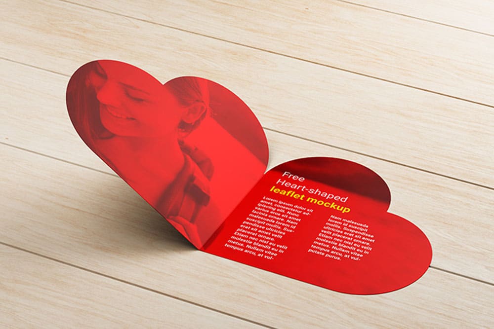 heart shaped leaflet mockup