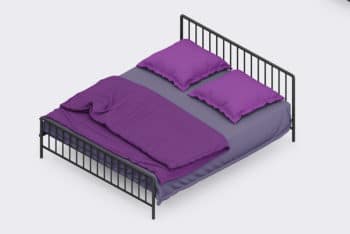 Free Isometric Bed Mockup In  PSD