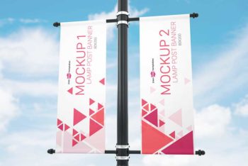 Free Download Lamp Post Banner Mockup
