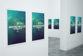 Free Museum Gallery Frames Mockup in PSD