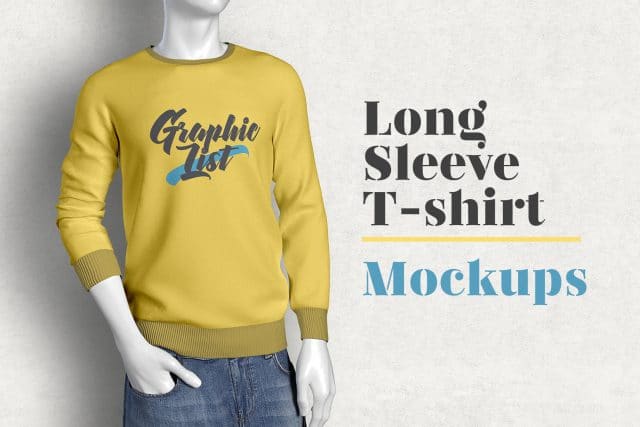 Download Long Sleeve T-shirt PSD Mockup (For Men) Download For Free ...