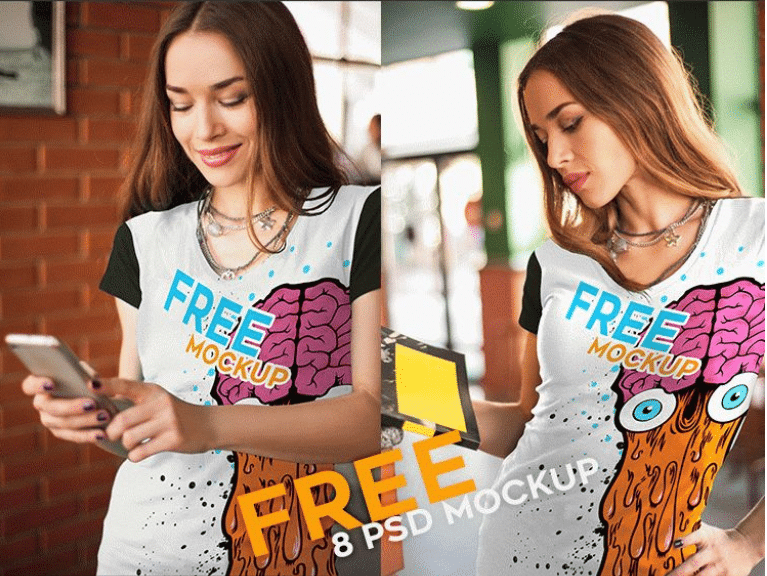 Download Women T-shirt PSD Mockup ( A Set of 8) Download Free ...