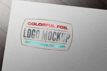 Free Colorful Foil Logo Design Mockup in PSD