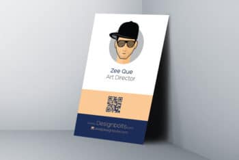 Free Hip Vertical Business Card Mockup in PSD