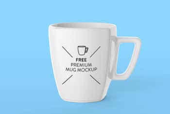 White Ceramic Coffee Cup PSD Mockup Available For Free