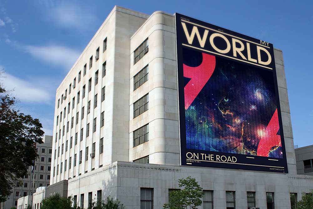 free building complex billboard mockup
