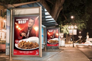 Bus Stop Billboard Mockup in PSD