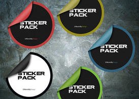 Free Round Sticker Pack Design Mockup in PSD