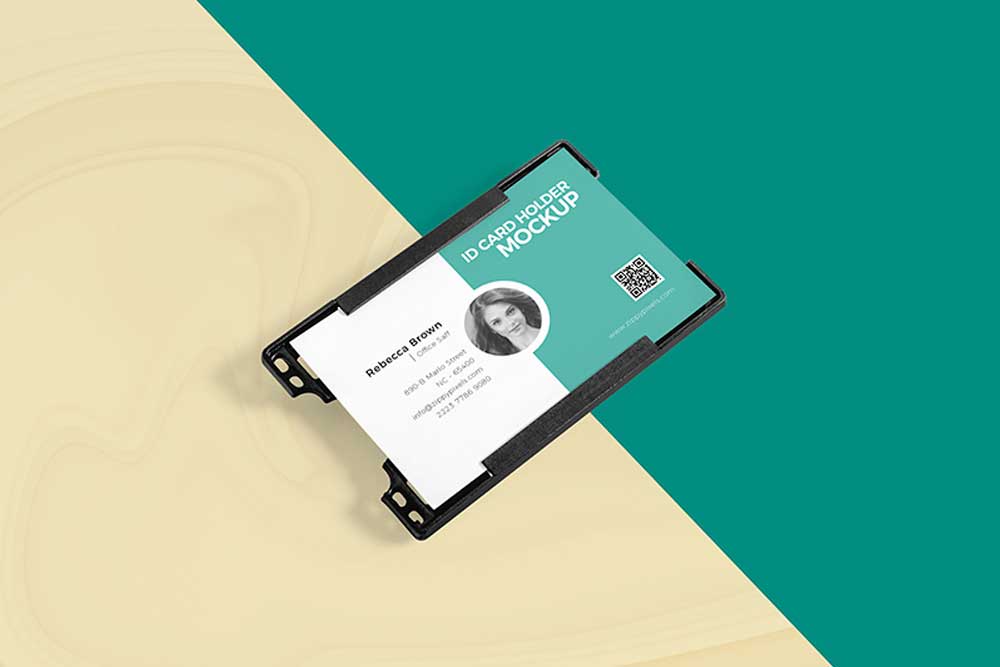 free id card holder mockup