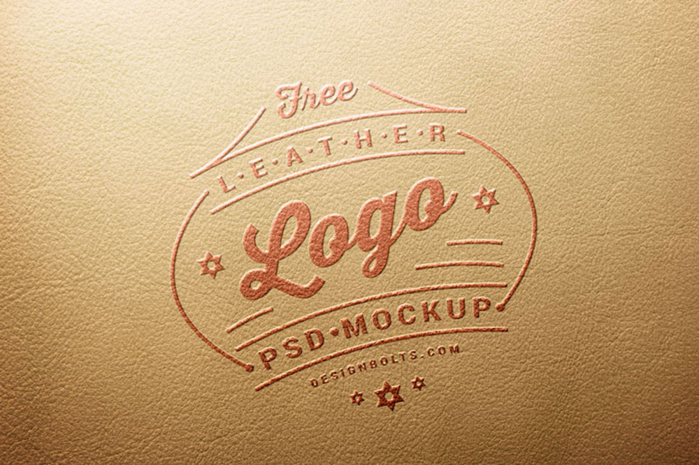 free leather stamping logo mockup