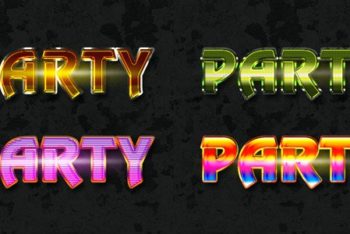 Free Colorful Party Text Design Mockup in PSD