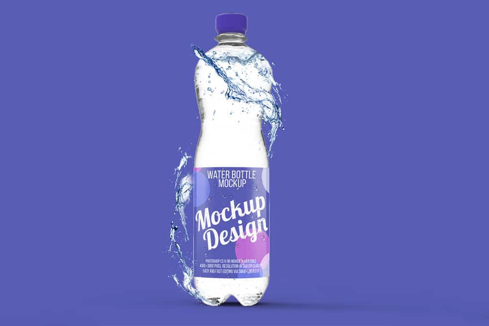 free water bottle psd mockup