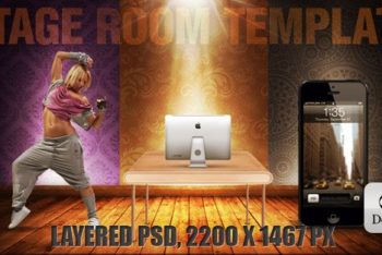 Free Stage Room Template Design Mockup in PSD