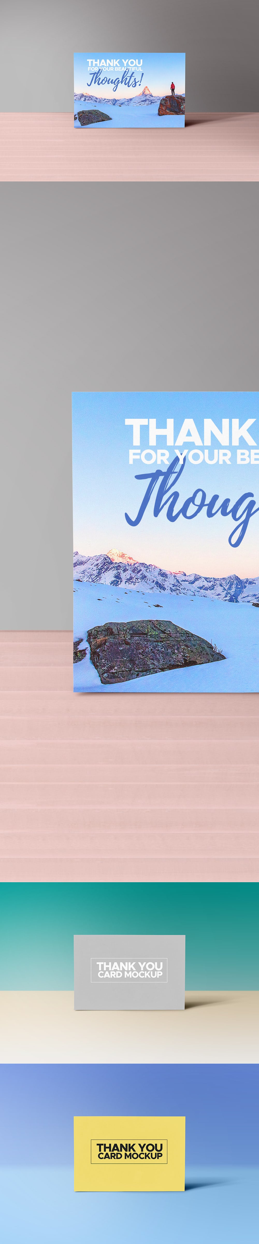 Free Heartwarming Thank You Card Mockup in PSD