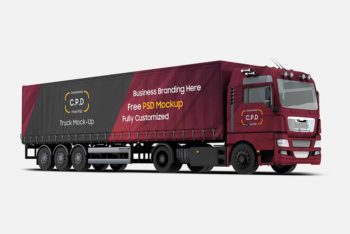 Free Trailer Truck Mockup