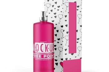 Beautiful Perfume Bottle PSD Mockup – Available with Bottle & Packaging Box Designs