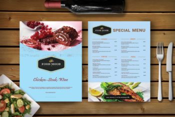 Free Menu Card PSD Mockup – Specially Designed for Sweet Shop & Cafe