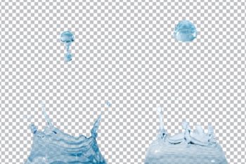 Free Water Splash Plus Drop Collection Mockup in PSD