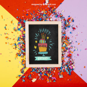 Download Free Fun Birthday Slate Plus Confetti Mockup in PSD ...