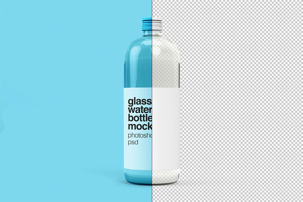 free download glass water bottle mockup