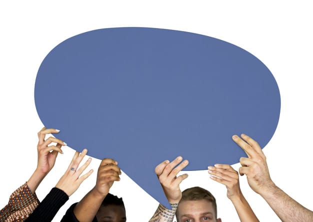 Diverse People Holding Speech Bubble