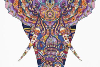 Free Adult Coloring Book Elephant Mockup in PSD