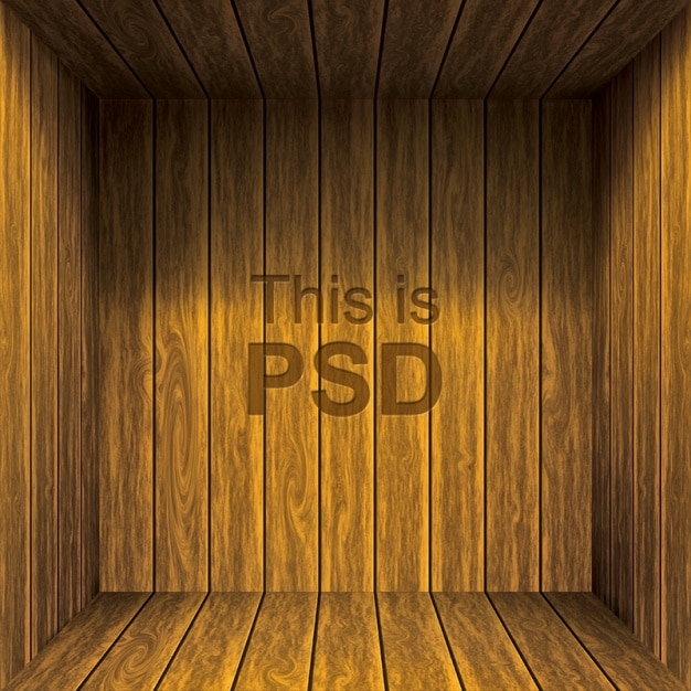 Free Boxed Wooden Background Mockup in PSD - DesignHooks