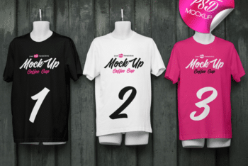 Fashionable T-shirts Collection PSD Mockup for Free