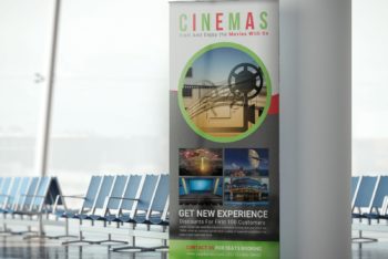 Cinema Hall Rollup Banner PSD Mockup Available for Free