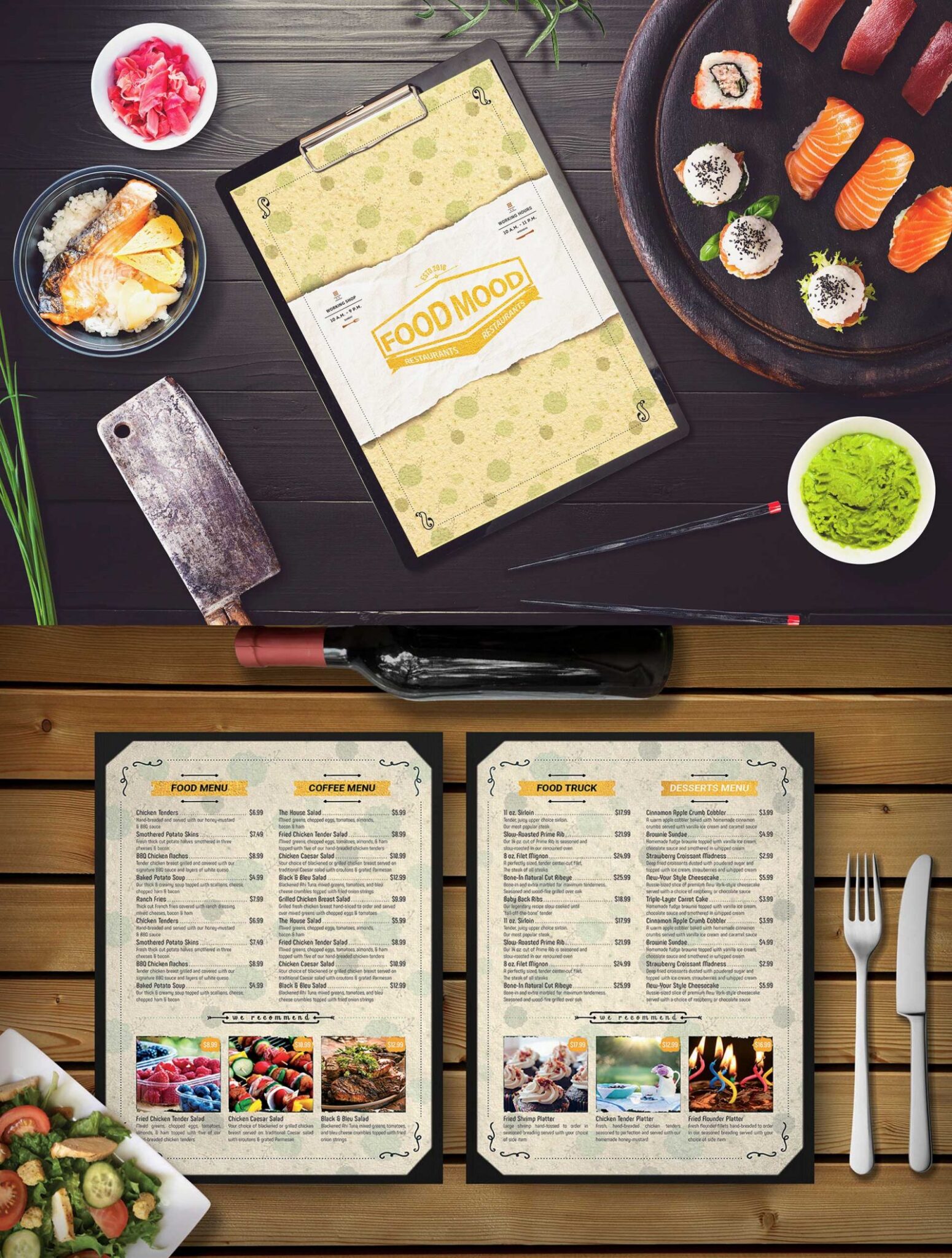 Cafe Menu Card PSD Mockup Download for Free | DesignHooks
