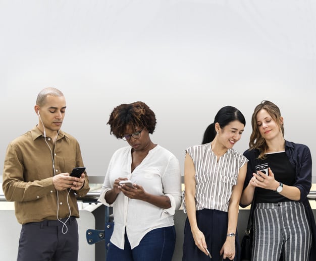 Diverse People Plus Smartphones