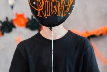 Free Halloween Spooky Balloon Mockup in PSD