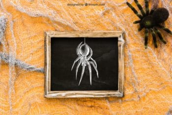 Free Spooky Halloween Spider Mockup in PSD