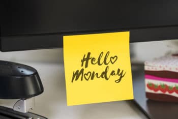 Free Sticky Note Plus Computer Monitor Mockup