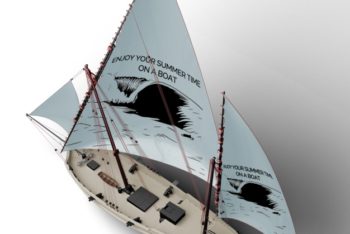 Free Sailing Boat Top View Mockup in PSD