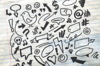 Free Artistic Doodles Design Mockup in PSD