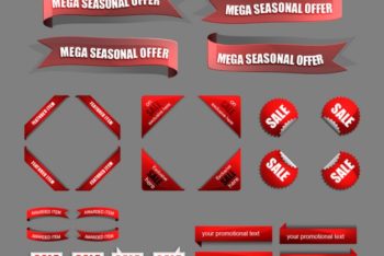 Free Bright Red Sale Discount Stickers Mockup