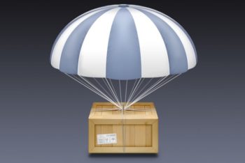 Free Wood Package Plus Parachute Mockup in PSD