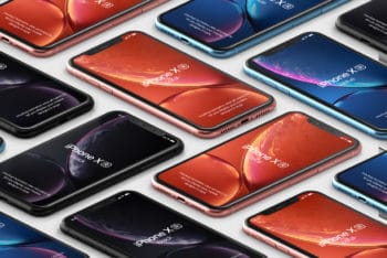 Download Free PSD Mockup Isometric for iPhone XR