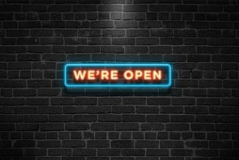 Free Bright Colorful Neon Open Sign Mockup