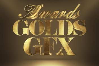 Free 3D Gold Award Text Mockup in PSD