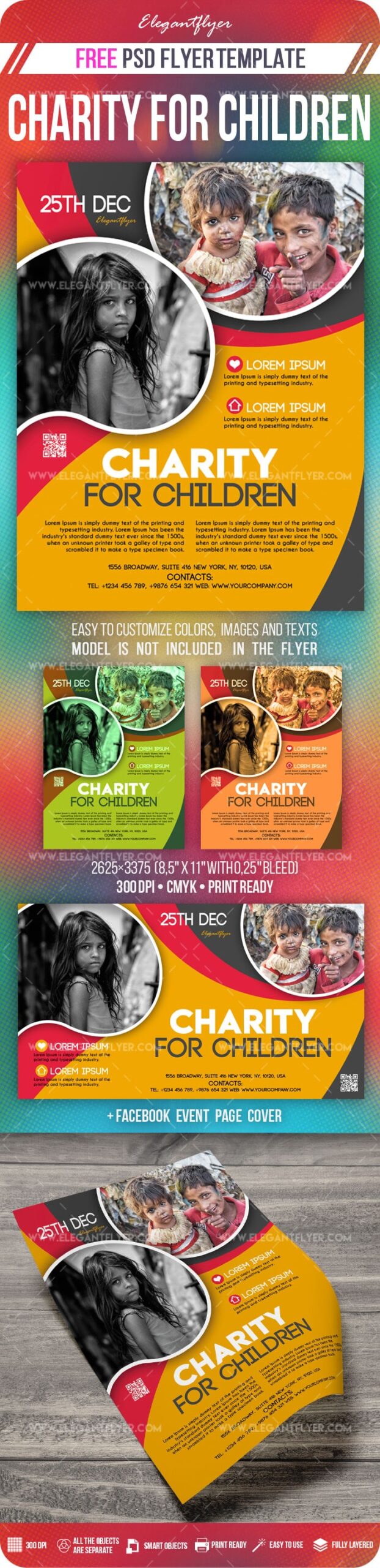 Charity for children free flyer PSD